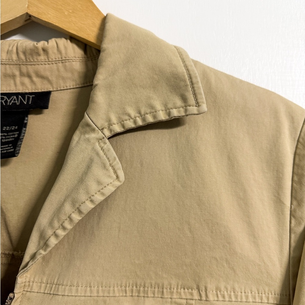 Lane Bryant Tan Twill Utility Jacket Plus Size 22/24 Cropped Zip Front - Picture 7 of 9